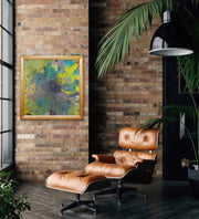 Vibrant World Of Rainforests (framed )- Heart Art Original - on brick wall; ceiling lamp; reclining armchair