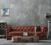 Open Your Eyes - Heart Art Original - on grey wall - in living area with leather settee and wooden chest table