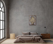 Queen Earth - Heart Art Original - on grey wall in sleeping area