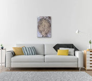 Queen Earth - Heart Art Original - on light grey wall with grey couch