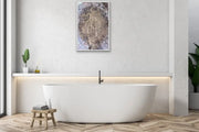 Queen Earth - Heart Art Original - on lightgrey wall in bathroom