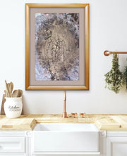 Queen Earth - Heart Art Original - on lightgrey wall in bathroom