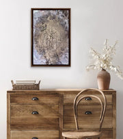 Queen Earth - IMG_0710 Heart Art Original - on light grey wall with wooden sideboard