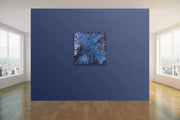 Show Love To Planet Earth - HEART Art Original - on grey blue wall in living space with windows