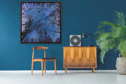 Show Love To Planet Earth - HEART Art Original - on green  blue wall - in music room