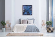 Show Love To Planet Earth - HEART Art Original - on white wall in bedroom with two bedside lamps