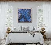 Show Love To Planet Earth - HEART Art Original - on light grey wall - in sleeping area with two bed side lamps