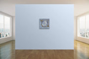 Tipping Points - Heart Art Original - on light blue wall In large space with parquet floor and large windows