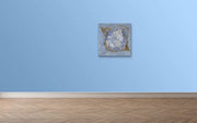 Tipping Points - Heart Art Original - on light blue wall In space with parquet floor 