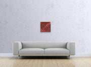 Planet B - Heart Art Original  - on light grey wall in living room with grey couch